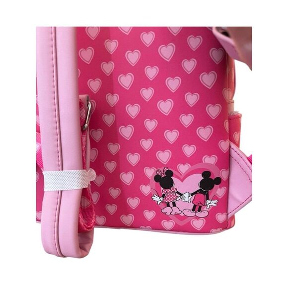 Loungefly Mickey and Minnie Love Story Pink Heart Mini Backpack Bow Hearts NWT